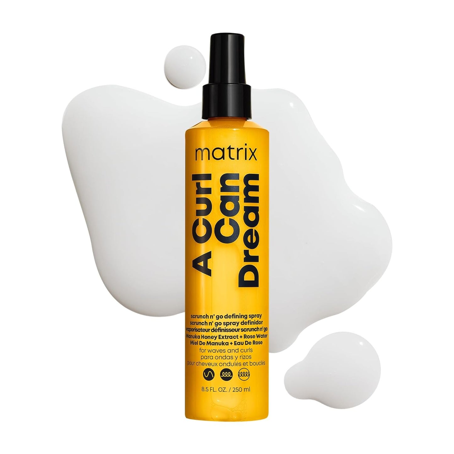 Matrix A Curl Can Dream Scrunch N' Go Defining Spray – For Wavy & Curly Hair, Frizz Control & Heat Protection, With Manuka Honey Extract, 8.5 fl oz