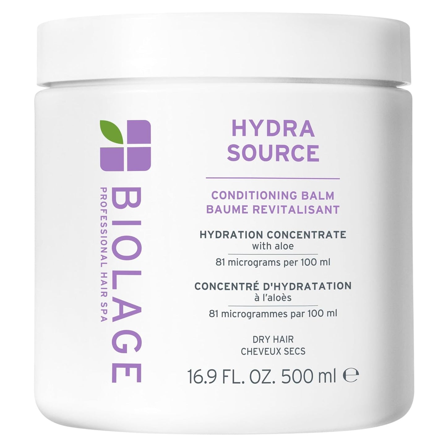 Biolage Hydra Source Conditioning Balm – Conditions, Detangles & Softens Dry Hair, Infused with Aloe Vera, Vegan & Paraben-Free, 16.9 fl oz