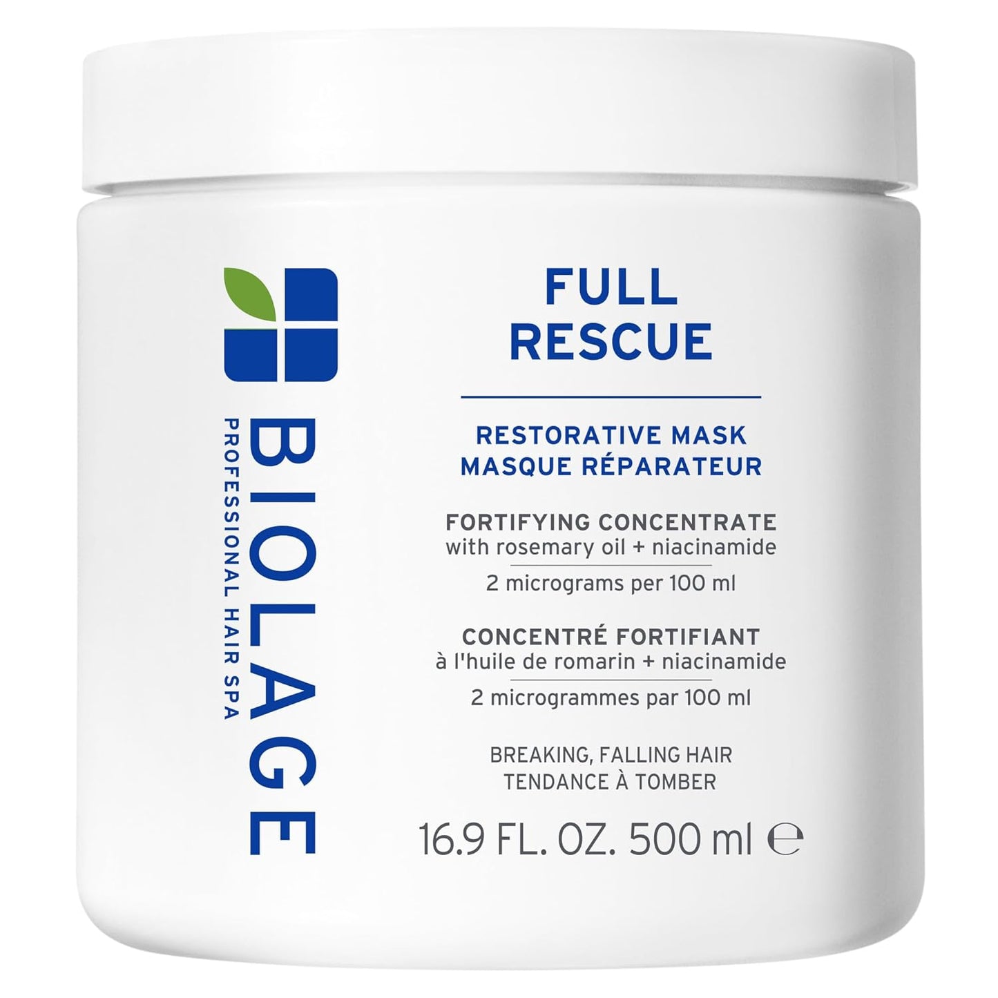 Biolage Full Rescue Restorative Hair Mask – Softens, Strengthens & Adds Density to Thin Hair with Rosemary Oil & Niacinamide, Vegan & Cruelty-Free 16.9 fl oz