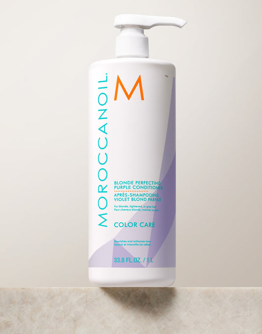 Moroccanoil Blonde Perfecting Purple Conditioner, Neutralizes Brass & Enhances Blonde Tones, 33.8 fl oz