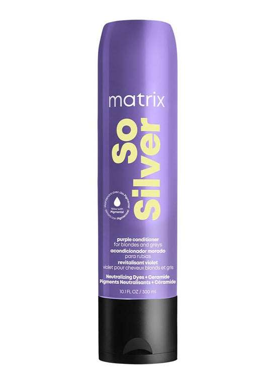 Matrix So Silver Purple Conditioner – Removes Brassy Yellow Tones, Color Depositing & Toning, For Blonde & Grey Hair, Salon Professional, Vegan 10.1 fl oz