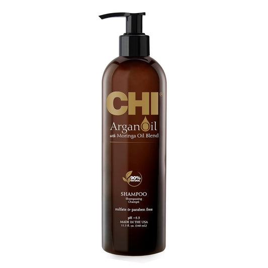 CHI Argan Oil Shampoo Restores Moisture Rejuvenates Dry Damaged Hair Sulfate Paraben Cruelty-Free 11.5 fl oz