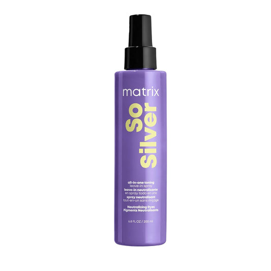 Matrix So Silver All‑In‑One Leave‑In Toning Spray – Neutralizes Brassy Tones & Controls Frizz for Color‑Treated Hair, 6.8 fl fl oz