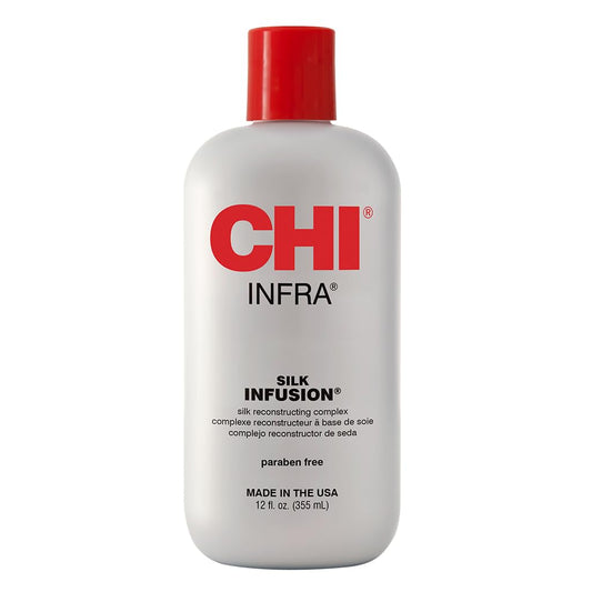 CHI インフラシルク インフュージョン リーブイン リコンストラクティング トリートメント、あらゆる髪質を強化・保護、アルコールフリー、12 fl oz