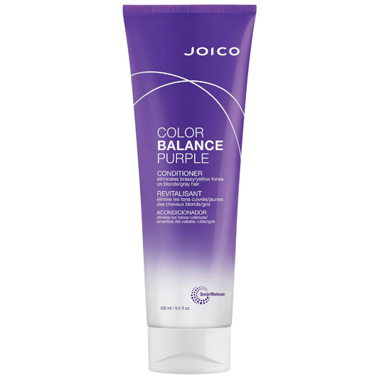 Joico Color Balance Purple Conditioner - Eliminates Brassy Yellow Tones for Cool Blonde & Gray Hair, Boosts Color Vibrancy & Shine, UV Protection with Rosehip Oil & Green Tea Extract, 8.5 fl oz