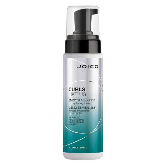 Joico Curls Like Us Smooth & Bounce Curl Hydrating Foam For Curly Hair Reduces Frizz Enhances Curl Patterns 72-Hour Humidity Protection 6.7 fl oz