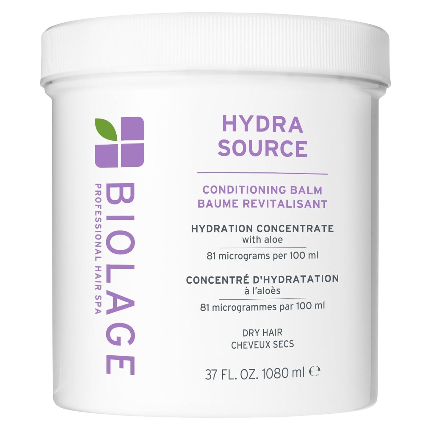 Biolage Hydra Source Conditioning Balm – Conditions, Detangles & Softens Dry Hair, Infused with Aloe Vera, Vegan & Paraben-Free, 37 fl oz