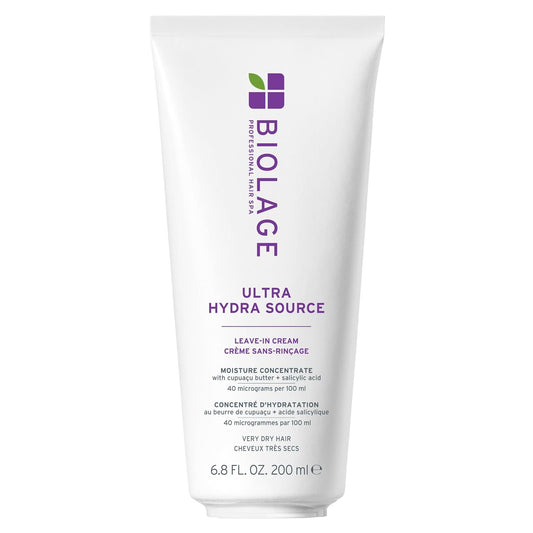 Biolage Ultra Hydra Source Leave-In Cream – For Very Dry, Thick Hair, Moisturizes & Controls Frizz with Cupuaçu Butter & Salicylic Acid 6.8 fl oz