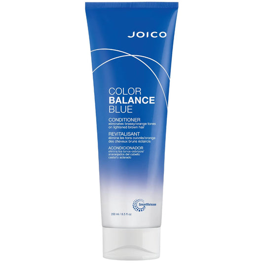 Joico Color Balance Blue Conditioner - Eliminates Brassy Orange Tones for Lightened Brown Hair, Boosts Color Vibrancy & Shine, UV Protection with Rosehip Oil & Green Tea Extract, 8.5 fl oz