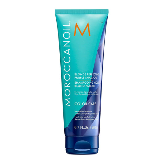 Moroccanoil Blonde Perfecting Purple Shampoo, Brass Neutralizing & Tone Enhancing Cleanser, 6.7 fl oz