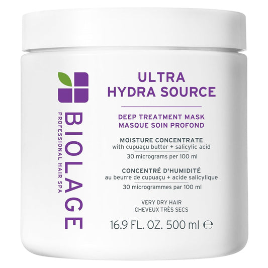 Biolage Ultra Hydra Source Deep Treatment Mask – Intense Hydration for Very Dry Hair with Cupuaçu Butter & Salicylic Acid 16.9 oz