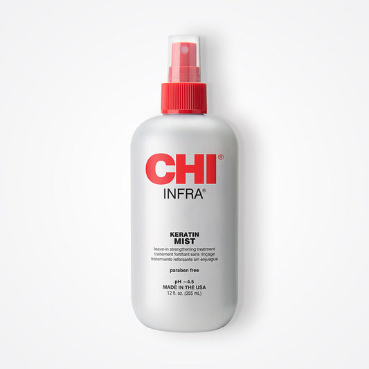 CHI インフラケラチンミスト、洗い流さない強化トリートメントで熱ダメージから髪を守り、柔らかさを回復、パラベンフリー、12液量オンス