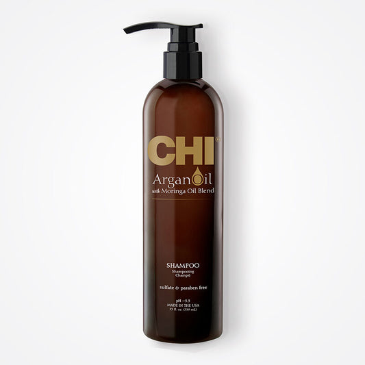 CHI Argan Oil Shampoo Restores Moisture Rejuvenates Dry Damaged Hair Sulfate Paraben Cruelty-Free 25 fl oz