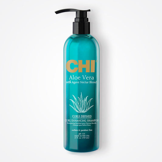 CHI Aloe Vera Curl Enhancing Shampoo, Gently Cleanses & Boosts Moisture for Curly Hair, Sulfate, Paraben & Cruelty-Free, 25 fl oz