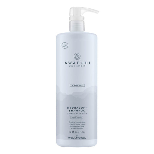 Awapuhi Wild Ginger HydraSoft Shampoo Lightweight Moisturizing Cleanser for Dry and Damaged Hair 33.8 fl oz