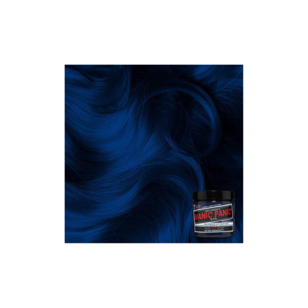 A picture of the blue background with black swirls.