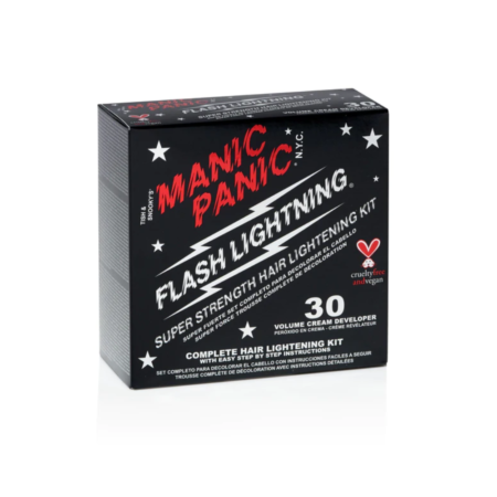 A box of manic panic flash lightning hair lightening kit.