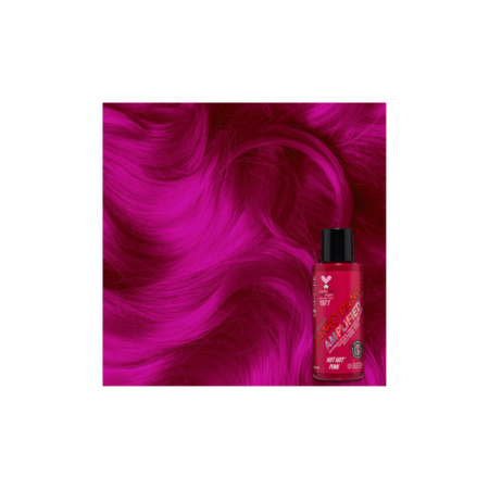 A bottle of hair color next to a purple background.