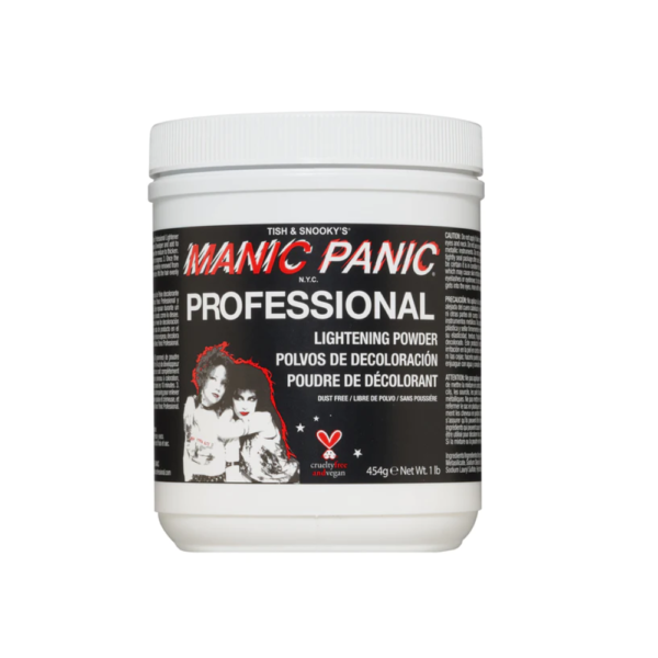 A jar of manic panic professional lightening powder.