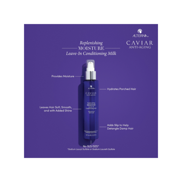A bottle of conditioner is shown on the side.
