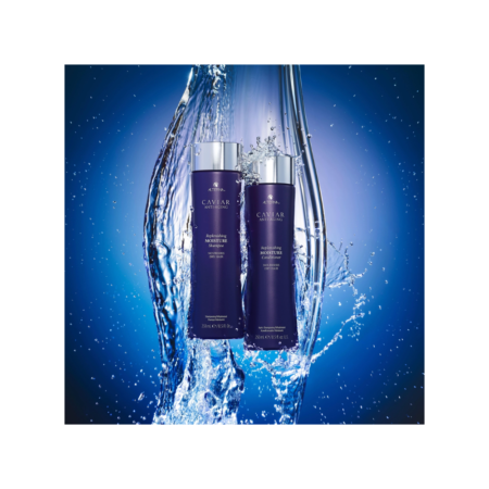 Two bottles of lotion in a water splash.