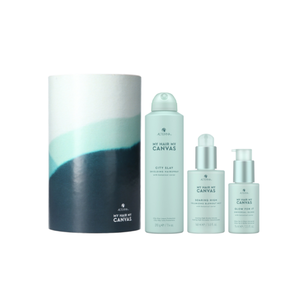 A set of four bottles with different types of skin care products.