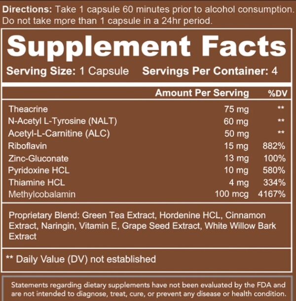 A brown label of supplement facts